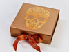 Copper Folding Gift Box with Copper Foil Design and Copper Ribbon