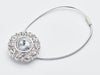 Diamond Flower Decorative Gemstone Gift Box Closure Sample with Silver Elastic Cord Loop