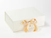 Gold Merry Christmas Recycled Ribbon Featured as a double bow on Ivory A4 Deep Gift Box