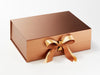 Gold Satin Ribbon Featured as a Double Bow on Copper A4 Deep Gift Box