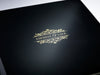 Custom Gold Foil Printed Logo on Lid of Black Folding Gift Box