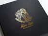 Black Folding Gift Box with Custom Gold Foil Logo to Lid
