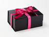 Hot Pink Recycled Satin Ribbon Featured on Black Gift Box