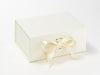 Ivory Bridal White Recycled Satin Ribbon Featured as a Double Bo on Ivory A5 Deep Gift Box