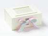 Example of Tulip and Crystaline Double Ribbon Bow Featured on Ivory A5 Deep Gift Box with Ivory Photo Frame