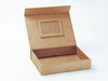 Natural Kraft Photo Frame Assembled to Inside Lid of Natural Kraft A4 shallow Gift Box