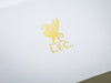 White folding gift box with custom printed gold foil logo to lid