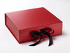 Large Red Pearl Gift Box featured with Black ribbon from Foldabox UK