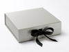Large  Silver Folding Gift Box Featured with black ribbon