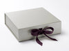 Silver Large Gift Box Featured with Plum Purple Ribbon