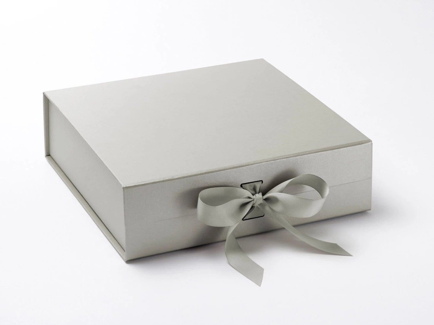 Silver Large Folding Gift Hamper Box with changeable ribbon from Foldabox UK