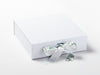 White Gift Box Featuring  Leaf Garland Double Ribbon Bow
