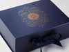 Navy Blue Gift Box with Copper Foil Custom Printed Design