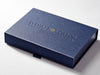 Navy Blue Shallow Gift Box with Debossed and Gold Foil Logo