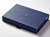 Navy Blue Shallow Gift Box with Debossed and Gold Foil Logo