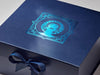 Navy Blue Gift Box printed with Custom Blue Foil Design