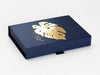 Navy Blue Gift Box with Custom Printed Gold Foil Design