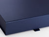 Navy Blue A4 Shallow Folding Gift Box Sample Front Ribbon Tab Closure Detail