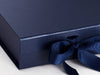 Navy Blue Medium Folding Gift Box Sample Ribbon Detail