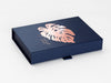 Navy Blue Gift Box with Rose Gold Custom Printed Design