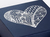 Navy Blue Gift Box with Silver Foil Custom Printed Heart Design