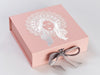 Pale Pink Folding Gift Box with Silver Grosgrain Ribbon
