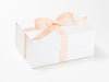 Pale Peach Recycled Satin Ribbon Featured on White A5 Deep Gift Box