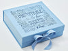 Example of Custom 1 Colour Foil Logo Onto Pale Blue Gift Box