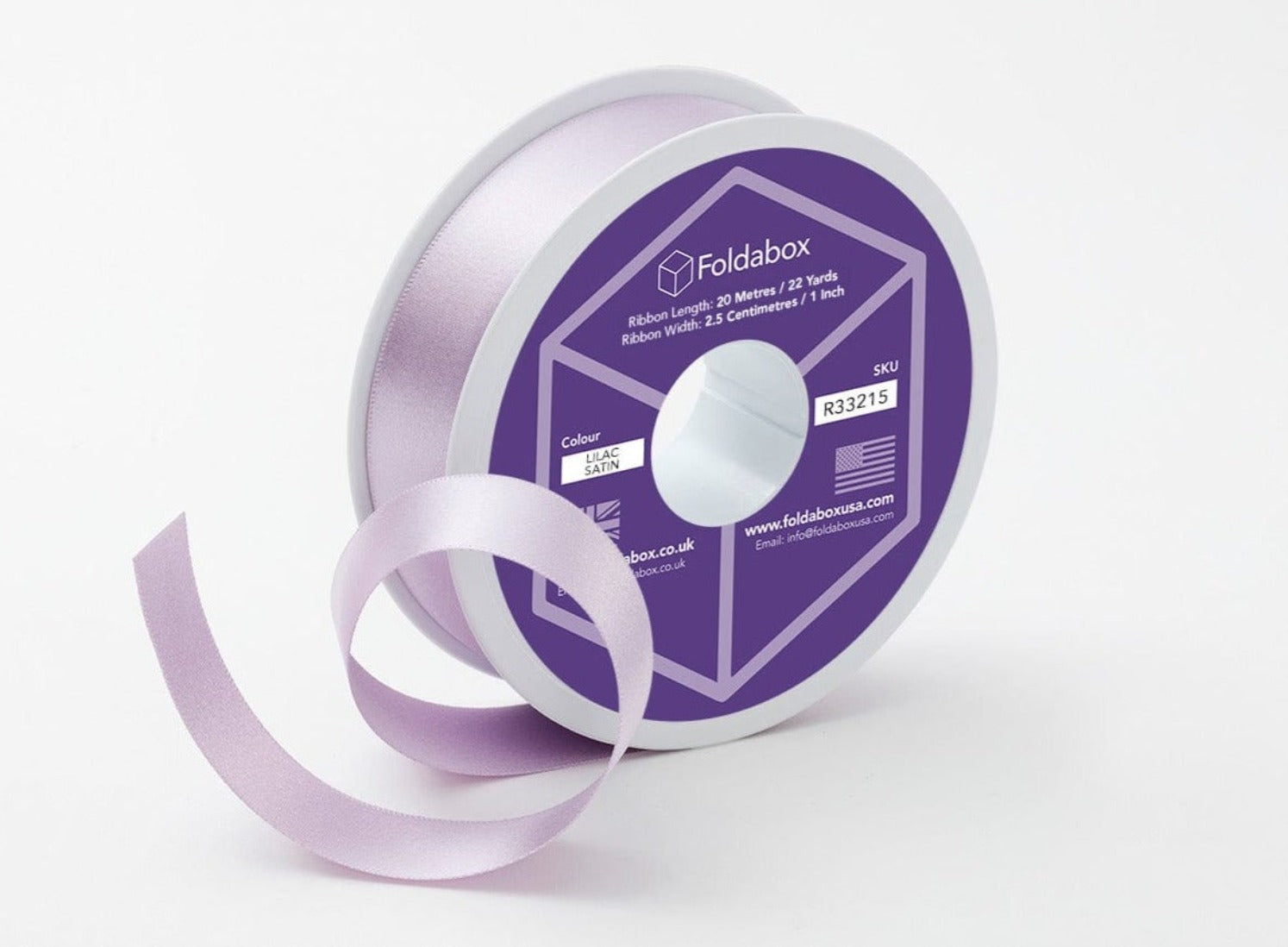 Pale Lilac 20m Recycled Satin Ribbon Roll from Foldabox