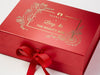 Red Luxury Gift Box Featured with Custom Gold Foil Design to Lid