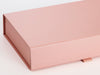 Rose Gold A4 Shallow Gift Box Ribbon Tab Detail from Foldabox