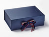 Royal Stewart Tartan Ribbon Featured on Navy Blue Gift Box
