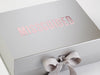 Silver Gift Box Featuring Custom Printed Rose Pink Foil Logo