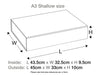Black A3 Shallow No Ribbon Gift Box Sample Assembled Size Line Drawing