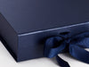 Navy Blue Medium Folding Gift Box Sample Ribbon Detail