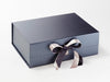 Silver Grey Recycled Satin Ribbon Ribbon Featured on Pewter A4 Deep Gift Box