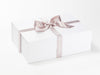 Silver Merry Christmas Recycled Satin Ribbon Featured on White Gift Box
