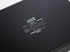 Black Folding Gift Box with Custom Silver Foil Logo to Lid from Foldabox UK