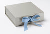 Silver Medium Slot Gift Box Featured with French Blue Ribbon