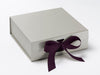 Medium Silver Slot Gift Box Featured with Plum Purple ribbon