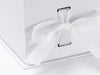 White Small Cube Folding Gift Box with changeable ribbon slot detail