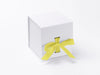 Small White Cube Gift Box Featured with Lemon Yellow Ribbon