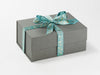 Teal Wildwood Recycled Satin Ribbon Featured on Naked Grey Gift Box