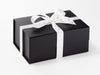 White Gold Sparkle Bee Recycled Satin Ribbon Featured on Black A5 Deep Gift Box