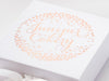White Gift Box with Custom Rose  Gold Foil Printed Design