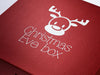 Custom Printed White Logo Design to Lid of Red Gift Box