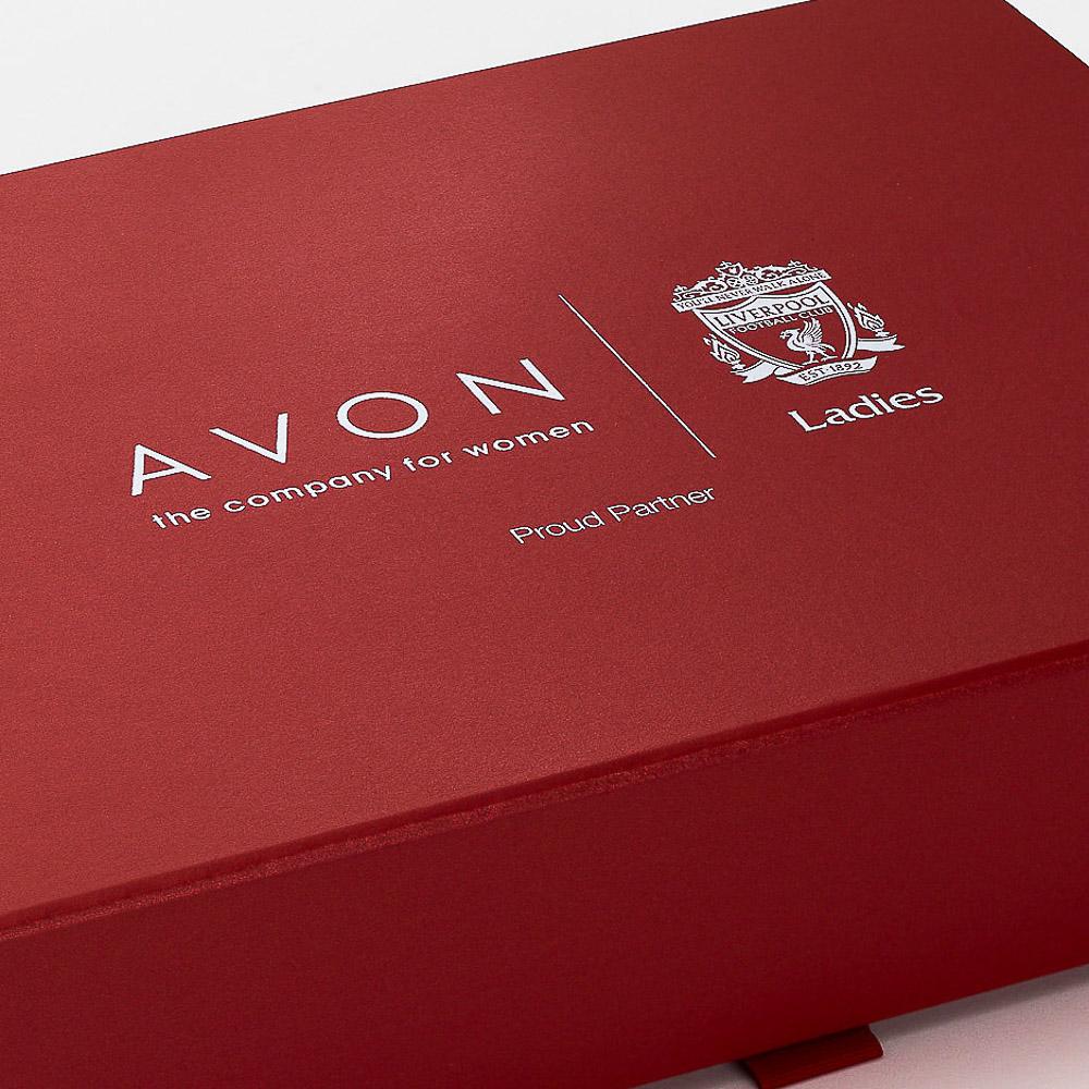 Custom White Printed Logo to Red Pearl Gift Box from Foldabox UK