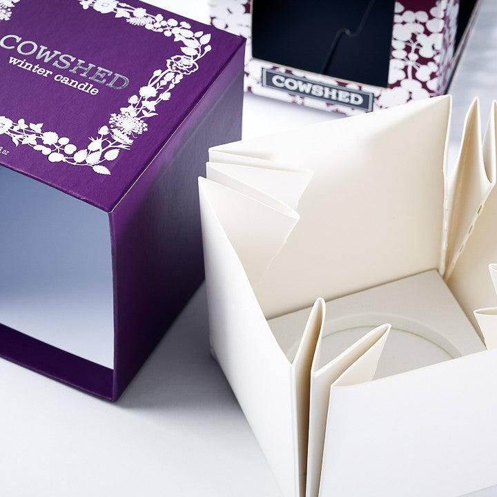 Folding Boxboard Candle Box Base with EVA Foam Insert and Rigid Lift Off Lid
