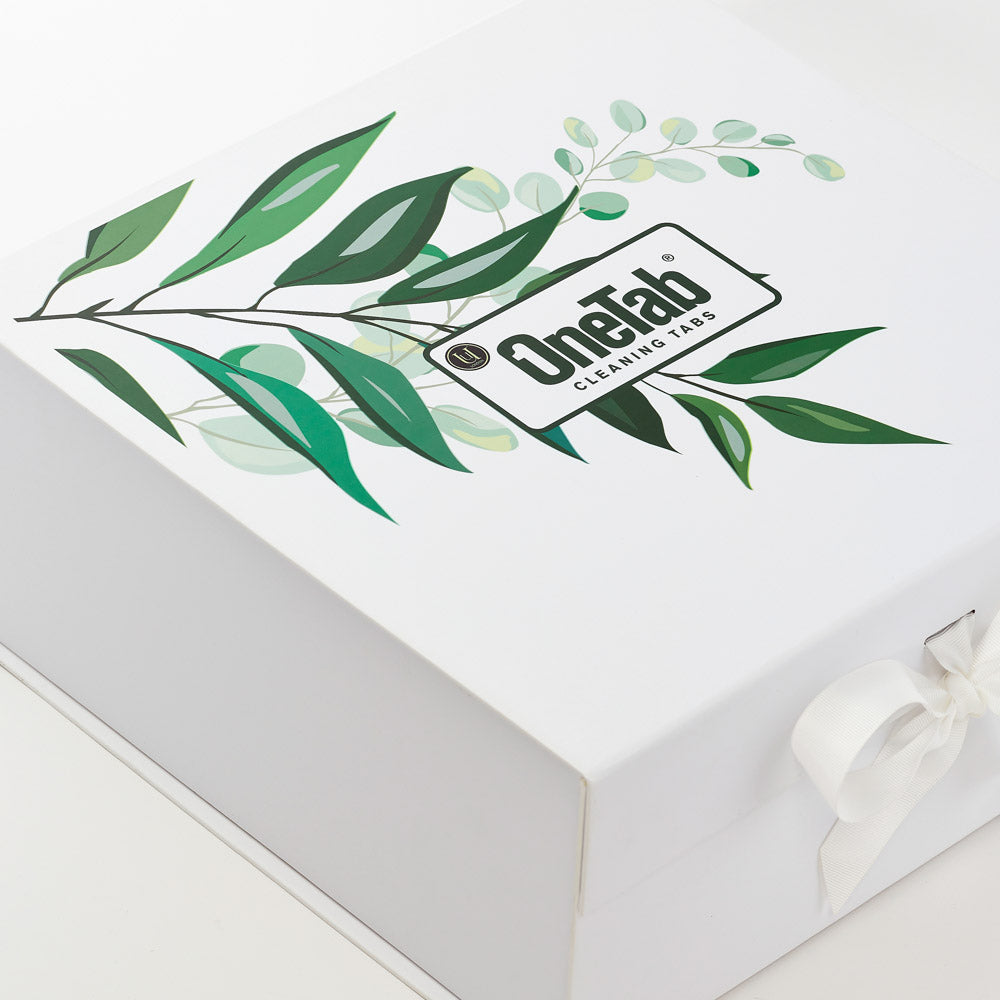 One Tab CMYK Print Design onto White Gift Box