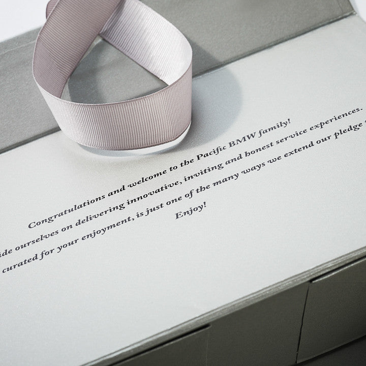 Custom Black Text Print on Inside of Silver Pearl Folding Gift Box from Foldabox UK